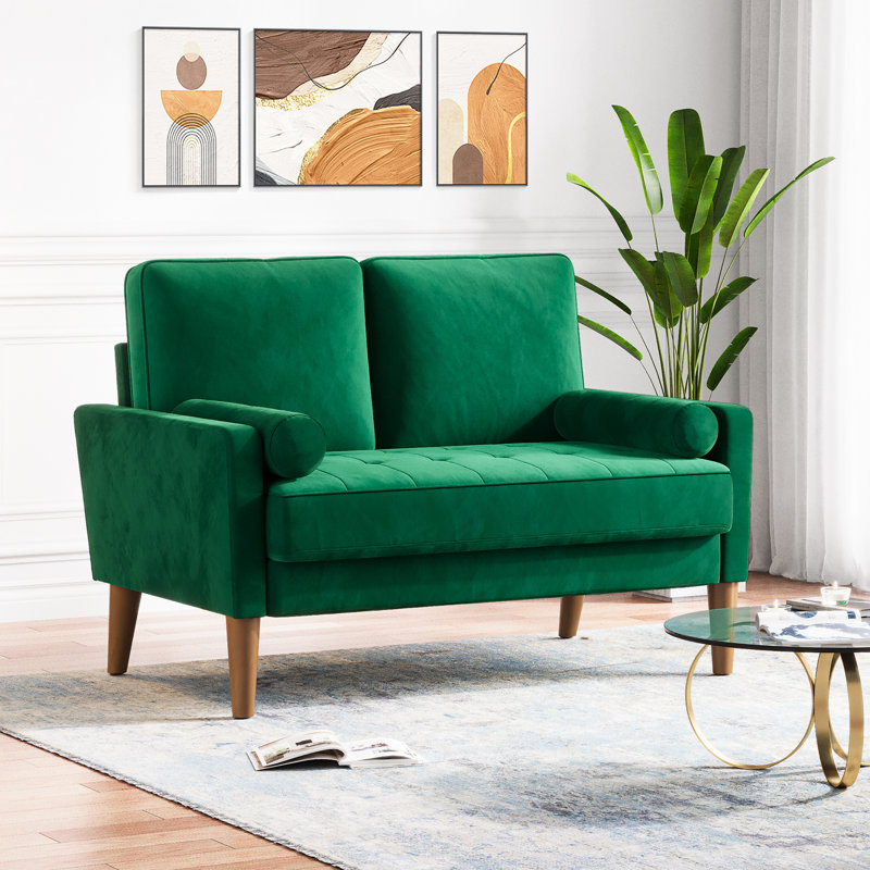 Canapé moderne à deux places en velours miniature de 47,6 pouces, Vert