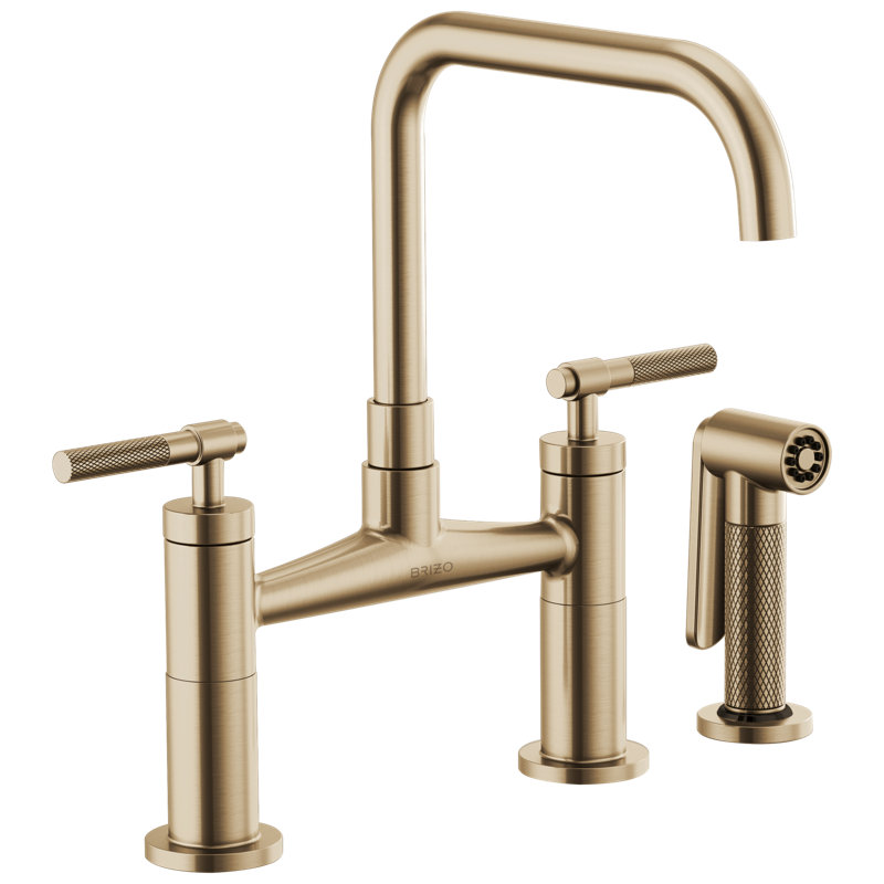 Litze® Bridge Faucet with Side Sprayer, Luxe Gold