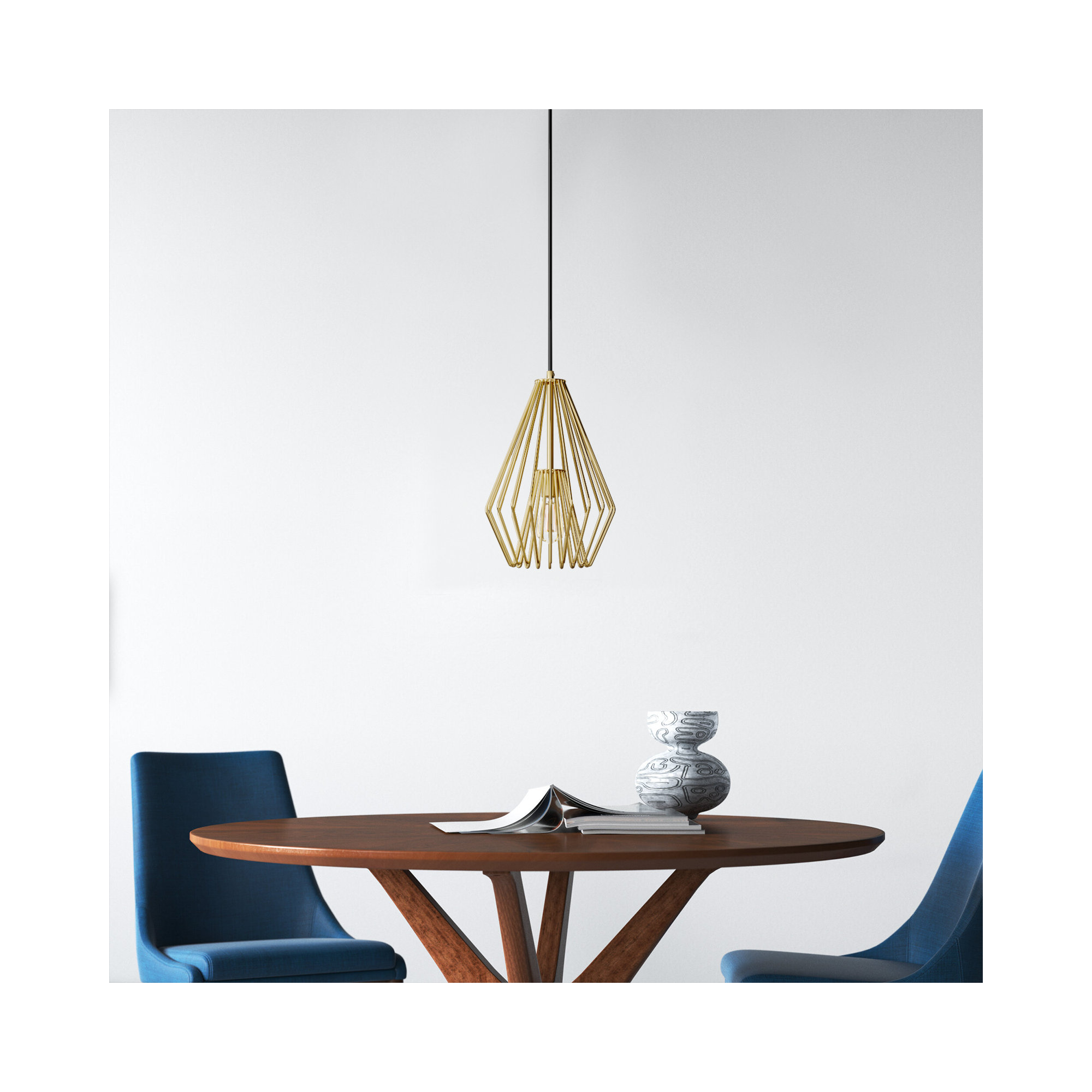 Frankie Single Light Metal Dimmable Pendant, 15.75" H x 9.25" W x 9.25" D, Metallic Gold