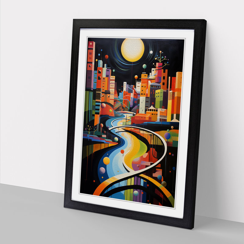 River Constructivism Framed Print, Black, 34cm H x 25cm W x 2cm D