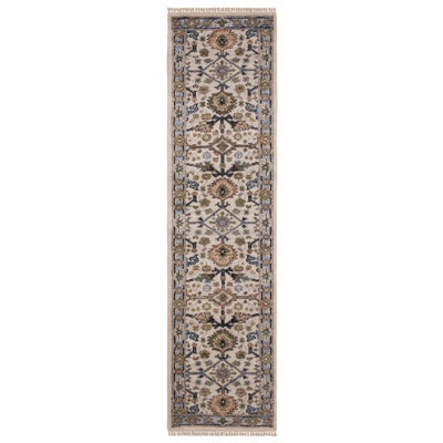 Tapis traditionnel ivoire / bleu clair Gowen