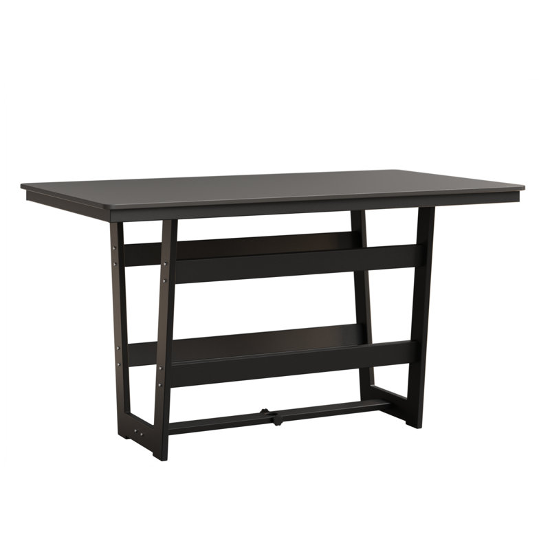 Berlin Gardens Hudson 70″ Rectangular Bar Table, Hammered Top Stainless, Matte Black