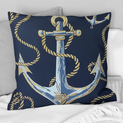 Coussin Blue Gold Coastal Anchor - Coastal