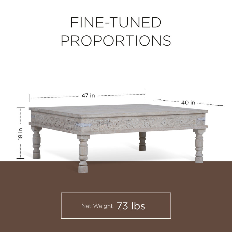 Maven Lane Emin Handmade Heritage Wooden Rectangular Coffee Table, White