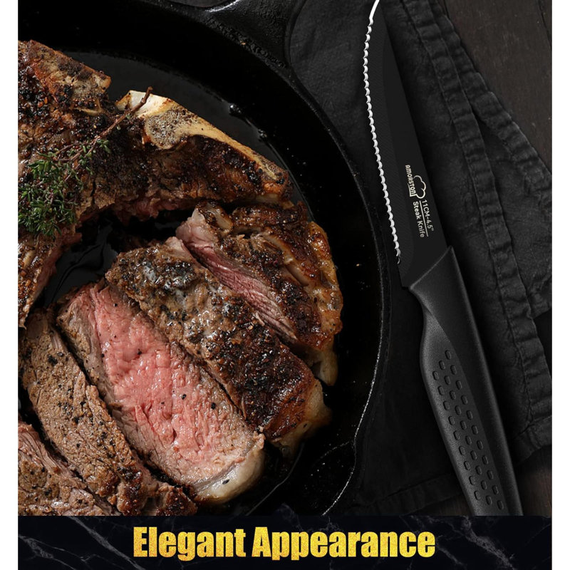 Couteaux à steak, ensemble de 8 couteaux à steak, ensemble de couteaux à steak en acier inoxydable, couteaux dentelés allant au lave-vaisselle, élégant
