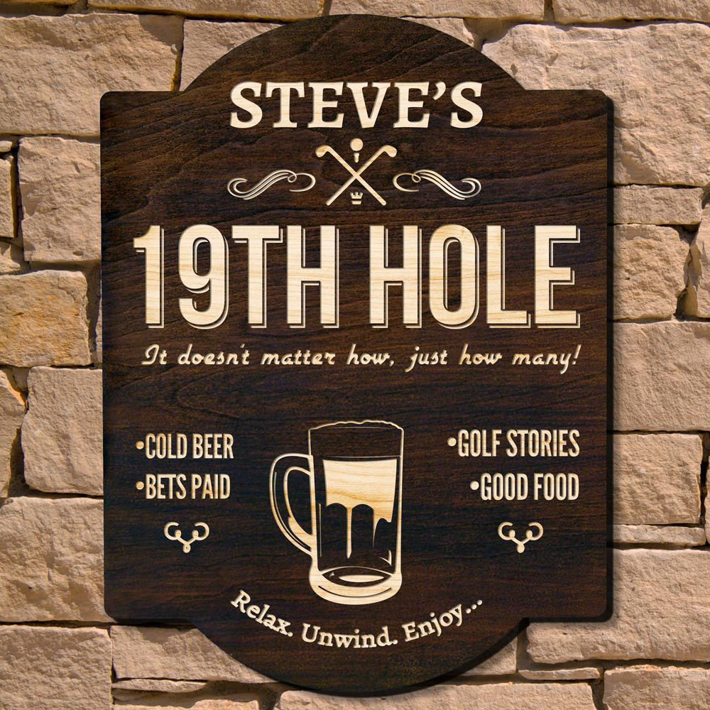 19th Hole Sign - Custom Wall Sign, Personalized Wall Décor Winston Porter 