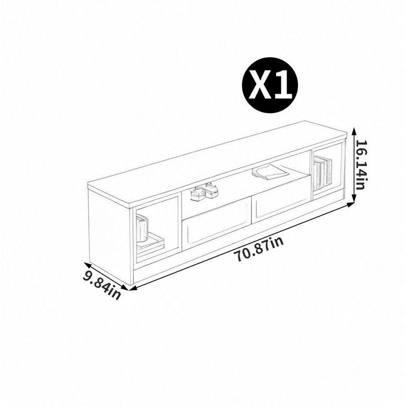 Meuble télé minimaliste de style crème, 70.87"