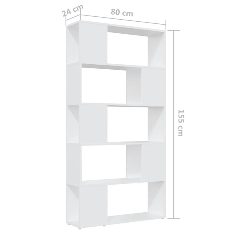 vidaXL Book Cabinet Room Divider Storage Bookshelf Bookcase for Living Room,  (5 Shelves) 61" H x 31.5" W x 9.4" D, Gray