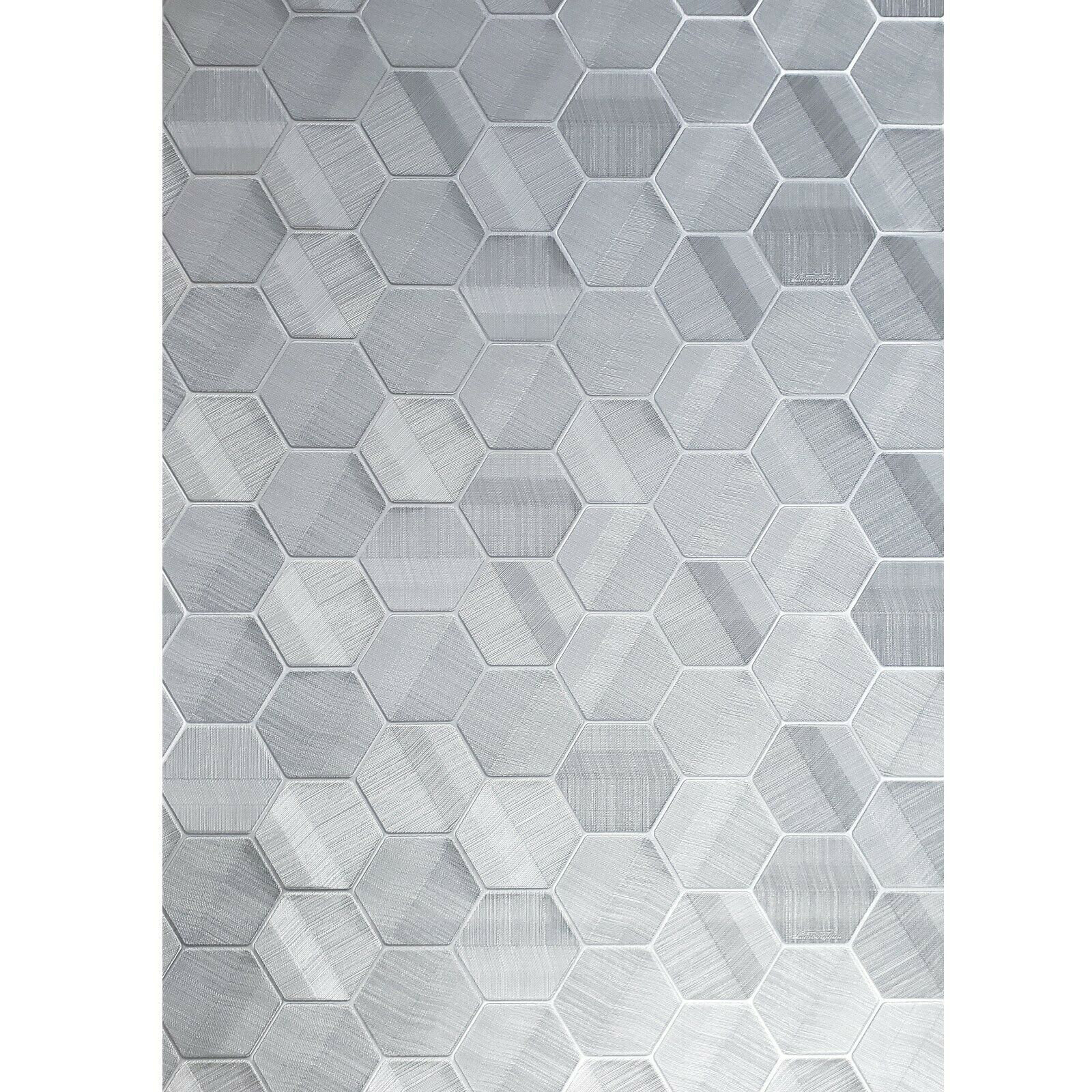 Lamborghini Hexagon Gray Silver Metallic Fabric Wallpaper Geometric 3D