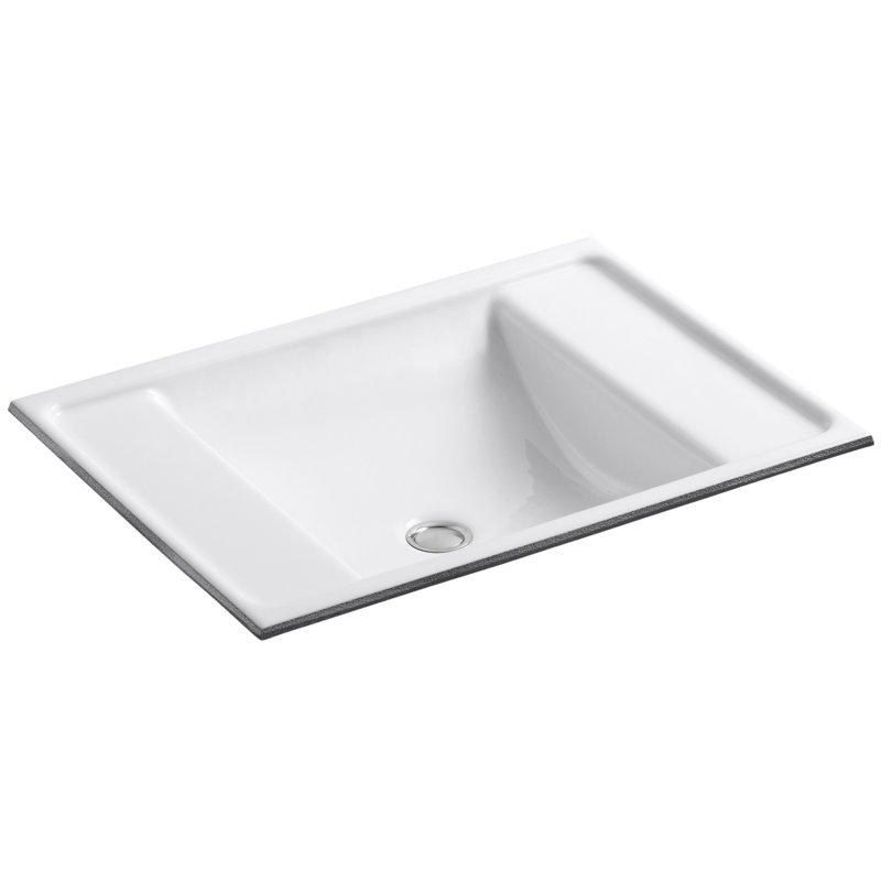 Lavabo de salle de bain rectangulaire encastré en métal avec trop-plein Alteo, Blanc