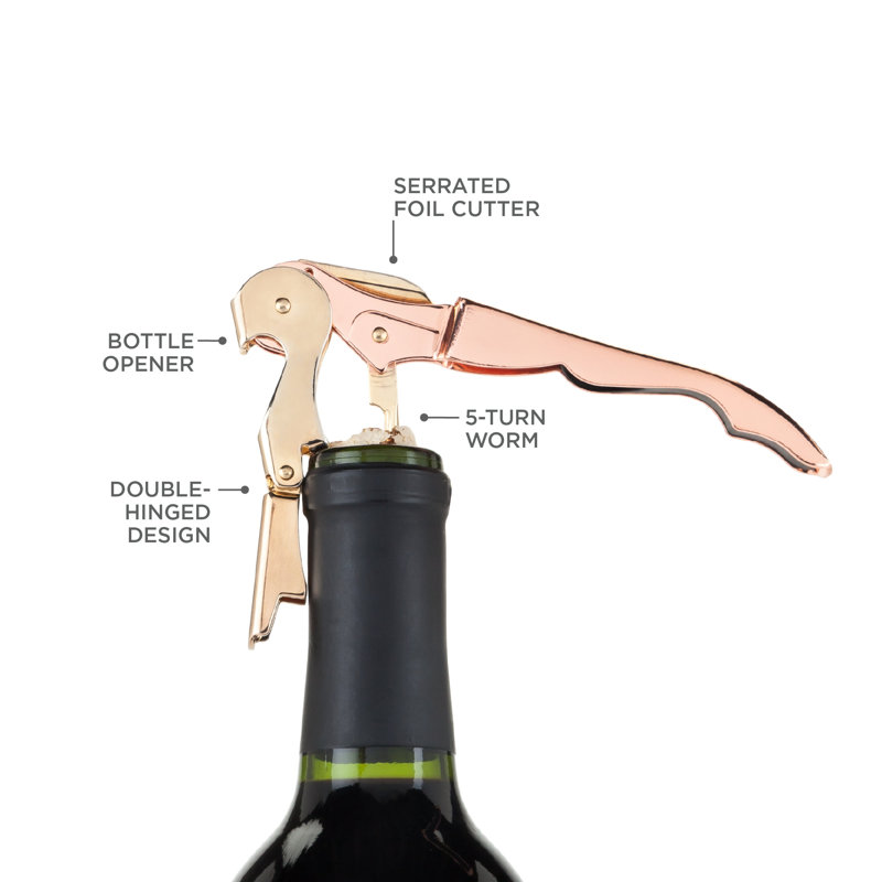 Copper and Gold Stainless Steel Double Hinged Corkscrew