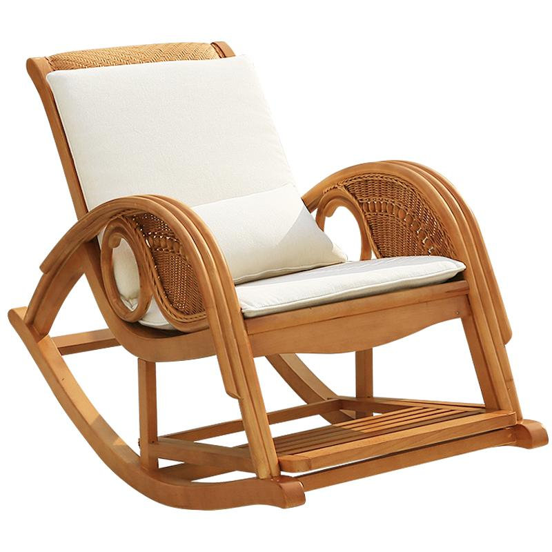 Chaise berçante en rotin véritable
