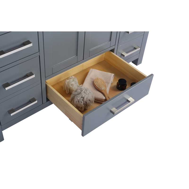Ensemble de meuble-lavabo simple 48 po Mariário, Bandes blanches, Gris