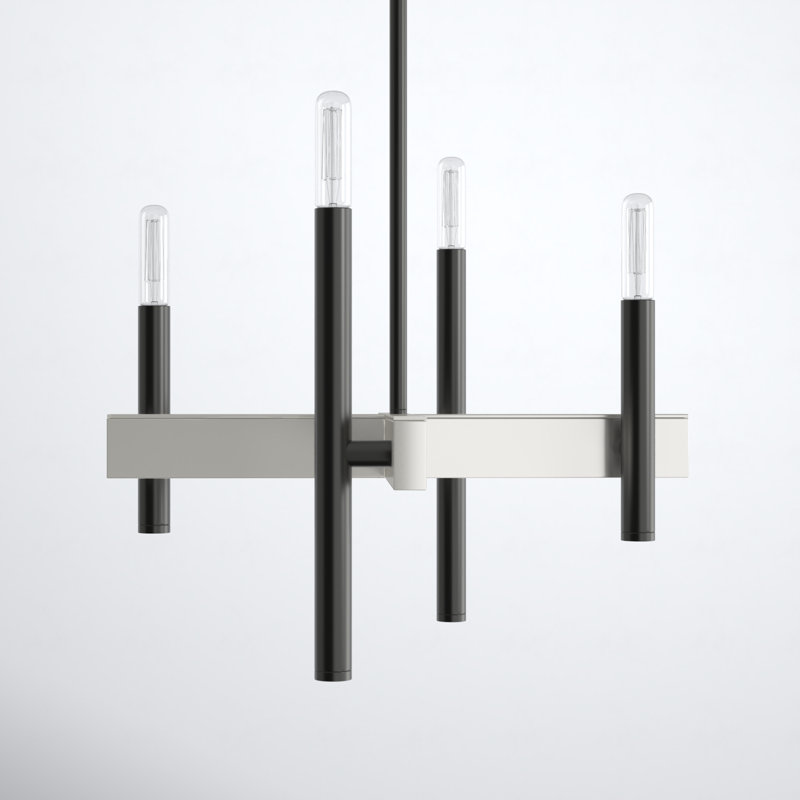 Lustre linéaire moderne à 4 lumières Azan, Noir chromé