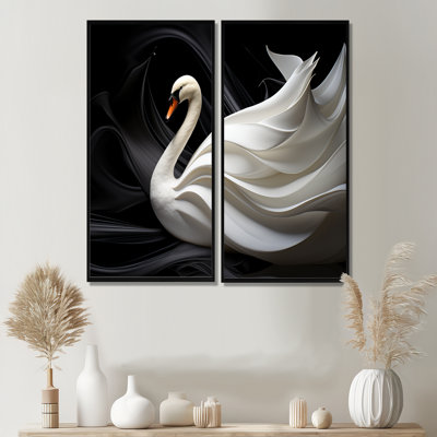 Noir et blanc «Elegy of a Swan» - art mural blanc