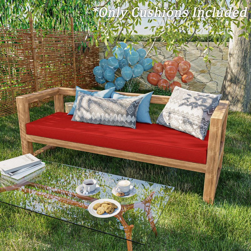 Coussin de banc d'extérieur 3,5 po, disponible en 5 tailles, l 36 po x P 18 po, Rouge