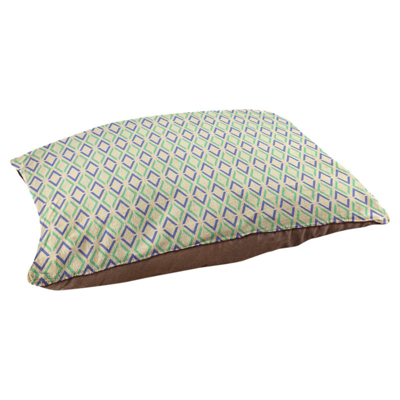 Byrge Geometric Polyester Pet Bed, Extra Large (52" W x 42" D x 17" H), Green/Blue/Teal