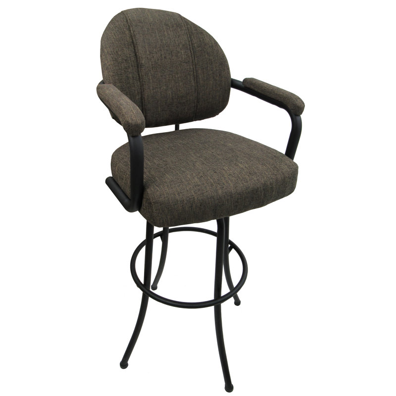 Swivel Upholstered Counter Stool with Metal Frame, Brown, Brown