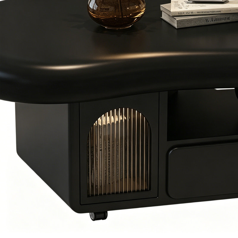 Table basse Italian Luxury Minimalist, Black, 18.5" H x 39.37" W x 27.16" D