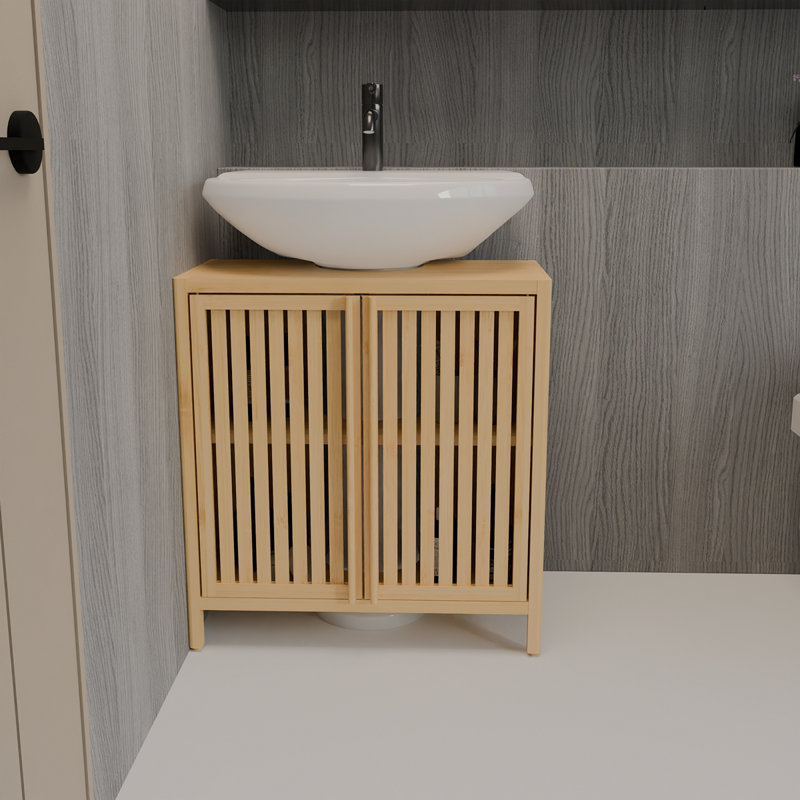 Natural Bamboo Large Capacity Basin Cabinet