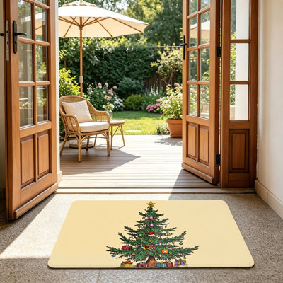 Tapis de porte d'arbre de Noël rétro 24 "x 36" pour porte d'entrée