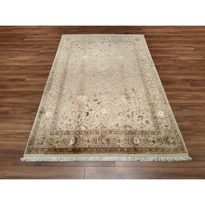 Original Hand Knotted Traditional Pattern Beige Wool Rug