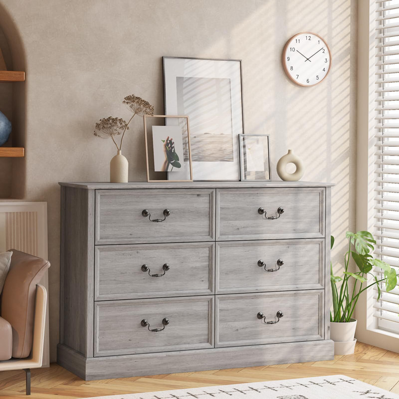 Commode 6 tiroirs Aalysa, Gris