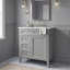 Ensemble de meuble-lavabo rectangulaire autoportant moderne 24 po avec lavabo en céramique à 2 portes, 2 portes avec poignées en fer-130933841-131135993