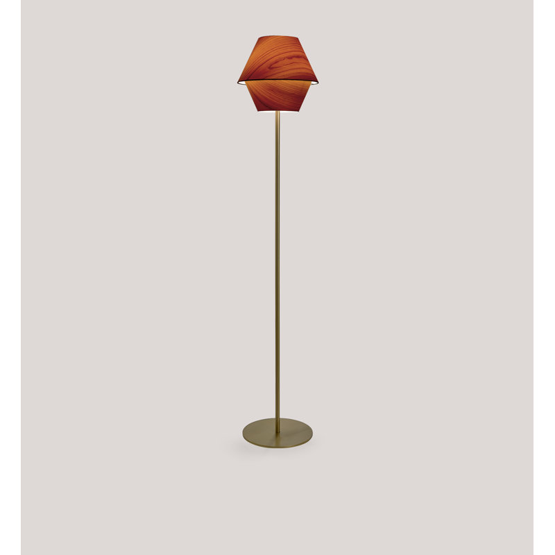 Hotel Floor Lamp, Gold, Natural Cherry, Dimmable