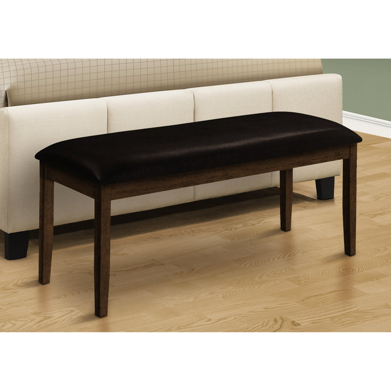 48" Rectangular Solid Wood Bench - Brown Upholstery For Dining Room And Entryway Frame Cushioned Upholstered Seat All Spaces