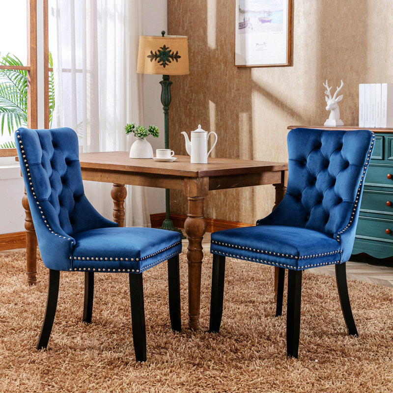Chaise parsons Fioretto, Bois noir, Bleu