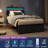 Twin Bed with 2 Drawers and Open Storage Headboard, Adjustable LED Light and Charging Station, No Box Spring Needed-289183715-289183714