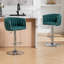 Ensemble de 2 tabourets de bar tissés torsadés, pivotant à 360 ° et chaises de bar chromées réglables en hauteur pour îlot de cuisine, pub et café, vert / caramel-1067193928