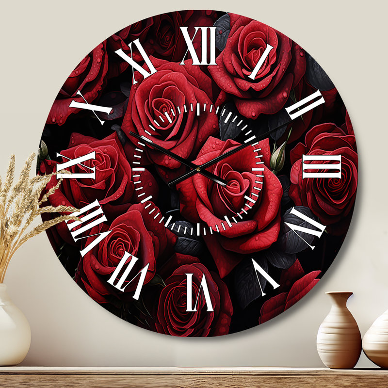 Horloge murale rouge et rose avec éternelle beauté IV, Médium