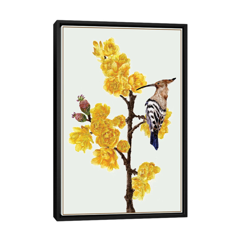 « chimonanthus praecox ii », impression sur toile, H 26 po x l 18 po x P 1,5 po, Toile avec cadre noir, Pas de tapis