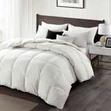 All Season Goose Down & Feather Comforter High Fill Power, Natural Organic Cotton Cover With Corner Tabs