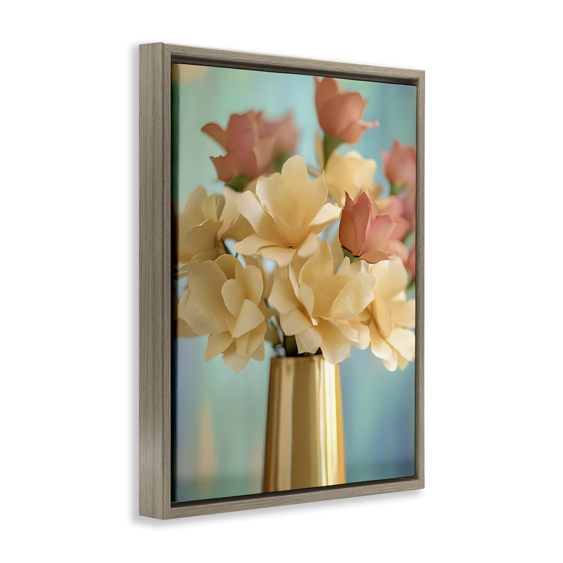 Cadre flottant à motif floral Modern Day, design par Franklyn Gregory, Cadre flottant orme Montalcino, H 21 po x l 17 po