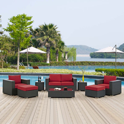 Modway Sojourn Wicker Rattan 8 Piece Outdoor Patio Sectional Set