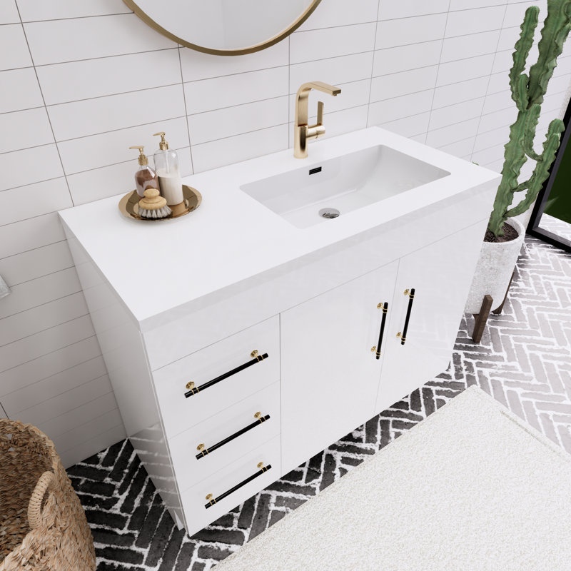Meuble-lavabo simple l 42 po, Blanc brillant
