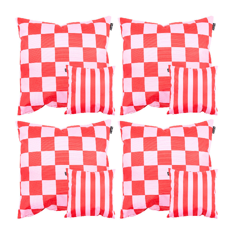 Bean Bag Bazaar Checkerboard & Stripe Indoor-Outdoor Cushions, Pink Striped