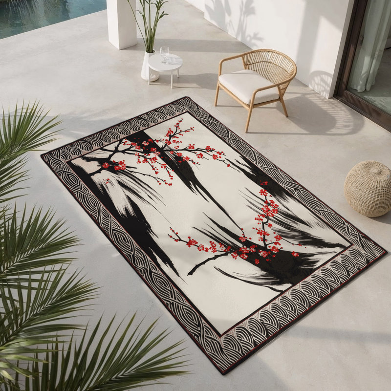 Tapis intérieur et extérieur Scarlet Branches, Rectangle 9 pi x 12 pi