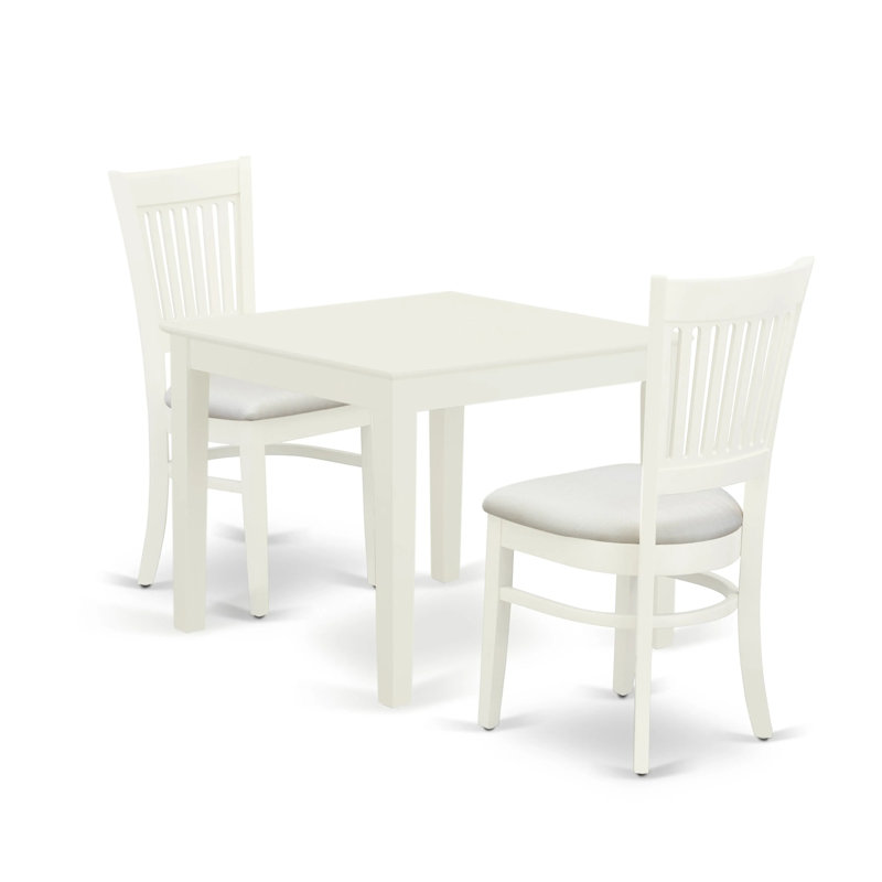 L'ensemble de mobilier de salle à manger 3 pièces comprend une table de cuisine carrée et 2 chaises en lin, blanc lin