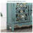 Retro Blue Solid Wood Sideboard with Bar Hutch
