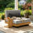 C-Shaped Teak Outdoor Side Table, 16"W End Table with Space-Saving Design