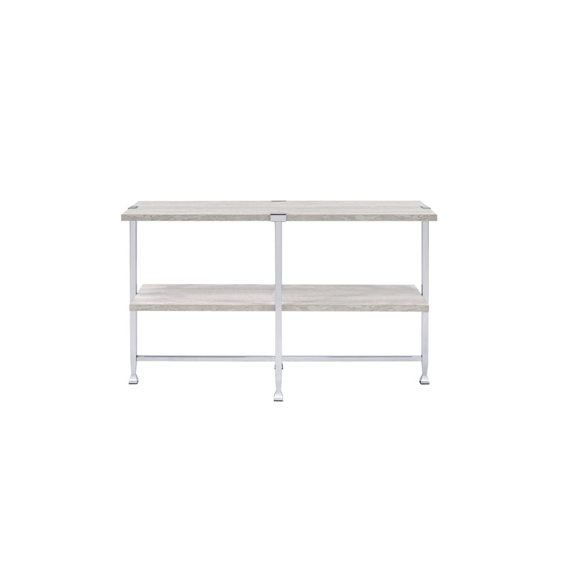 White Oak & Chrome Finish Sofa Table