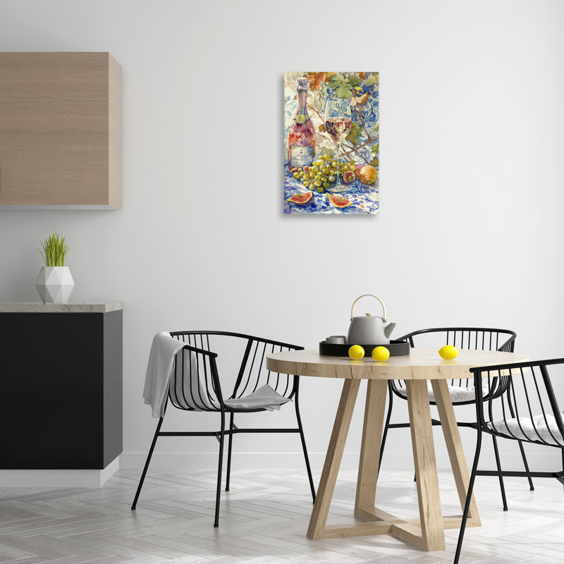  «Grapes & Wine Bottle», art mural par LSR Design Studio, H 24 po x l 16 po