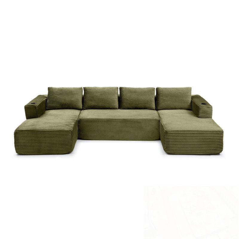 Canapé modulaire en Corduroy, Vert