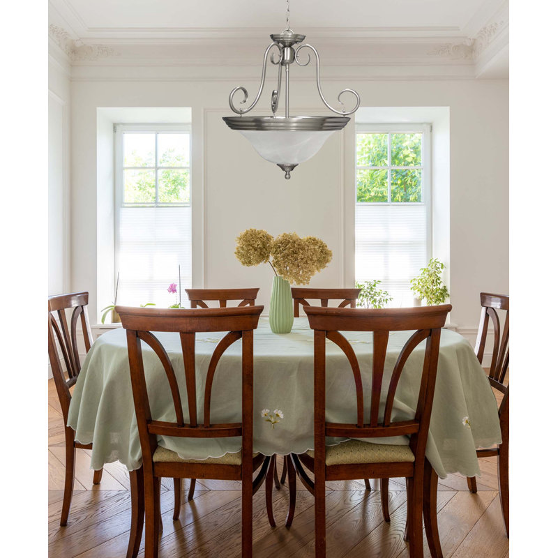 Troy 3-Light Indoor Brushed Nickel Convertible Hanging Pendant (Semi-Flush) with Alabaster Glass Bowl, Brushed Nickel