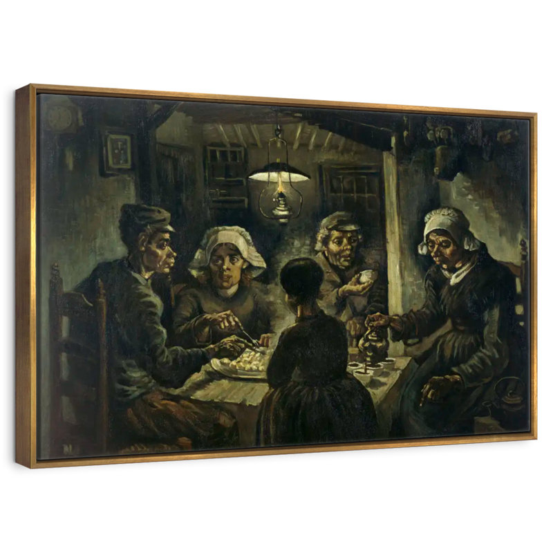 The Potato Eaters, 25" X 17", Floating Frame Gold