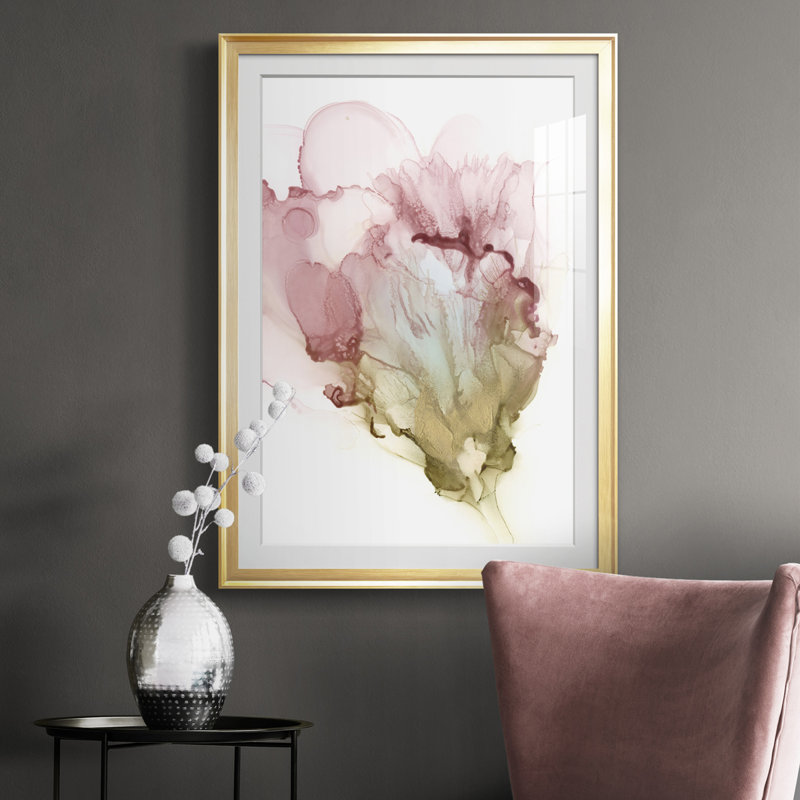 Floraison rose I - reproduction de cadre photo, H 30,5 po x l 22,5 po x P 1 po, Or